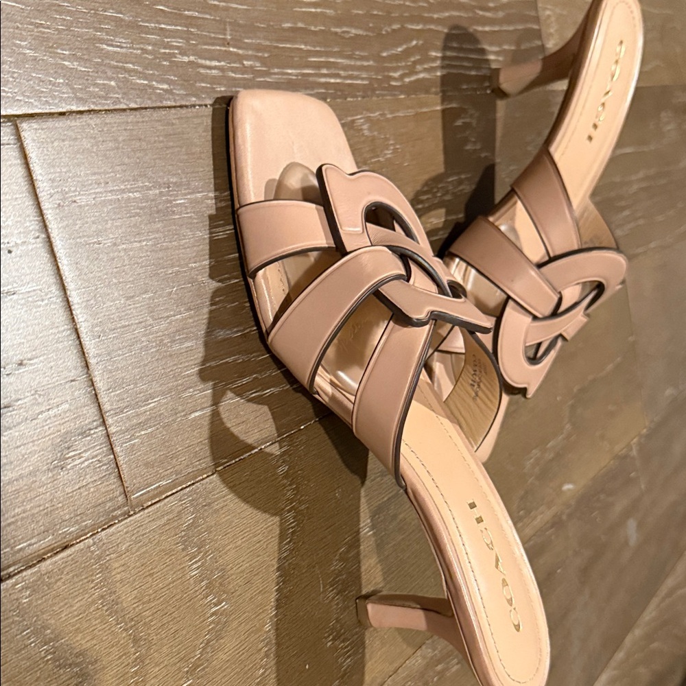 Coach Women's Tan Interwoven Slide Sandals - Picture 6 of 6